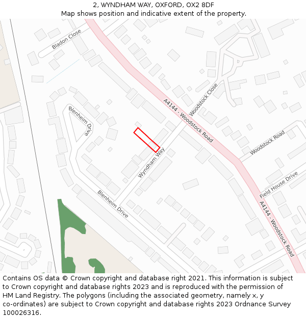 2, WYNDHAM WAY, OXFORD, OX2 8DF: Location map and indicative extent of plot