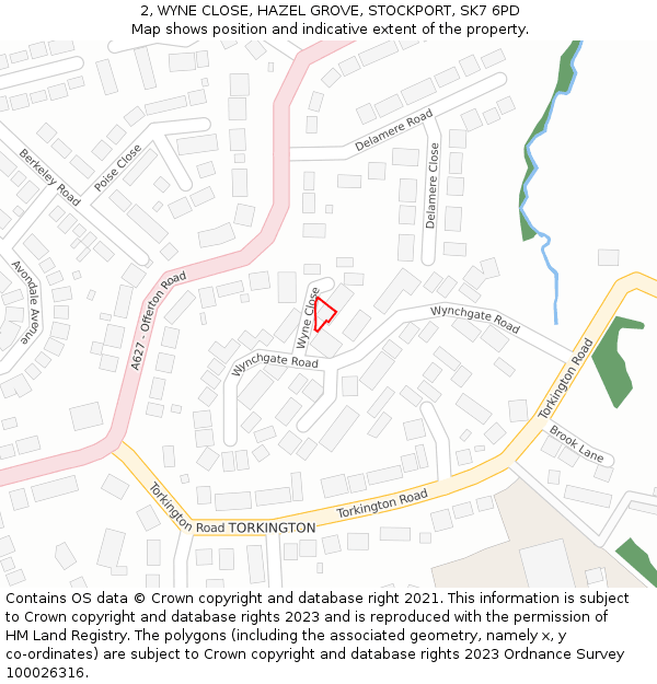 2, WYNE CLOSE, HAZEL GROVE, STOCKPORT, SK7 6PD: Location map and indicative extent of plot