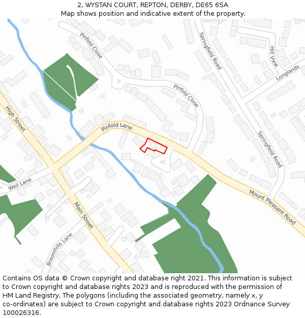 2, WYSTAN COURT, REPTON, DERBY, DE65 6SA: Location map and indicative extent of plot