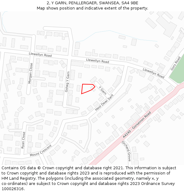 2, Y GARN, PENLLERGAER, SWANSEA, SA4 9BE: Location map and indicative extent of plot