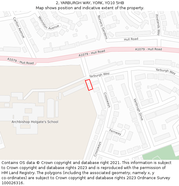 2, YARBURGH WAY, YORK, YO10 5HB: Location map and indicative extent of plot