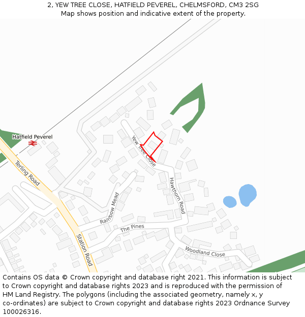 2, YEW TREE CLOSE, HATFIELD PEVEREL, CHELMSFORD, CM3 2SG: Location map and indicative extent of plot