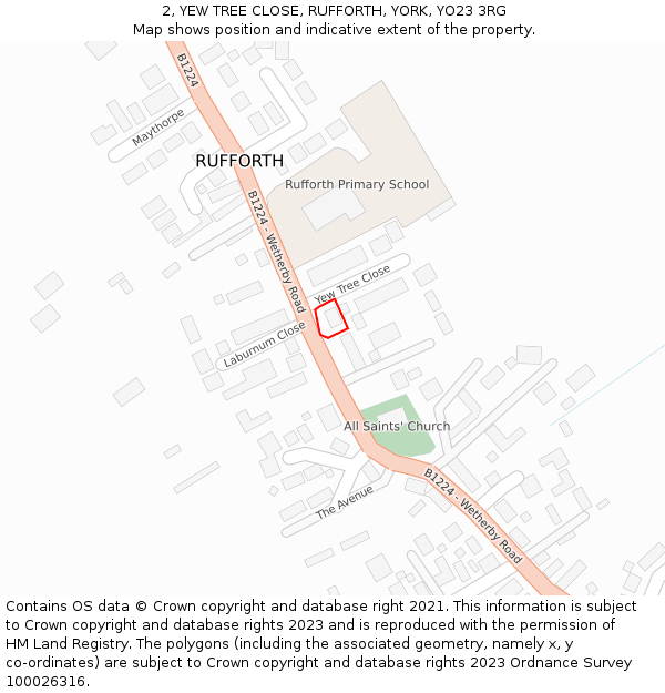 2, YEW TREE CLOSE, RUFFORTH, YORK, YO23 3RG: Location map and indicative extent of plot