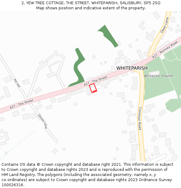 2, YEW TREE COTTAGE, THE STREET, WHITEPARISH, SALISBURY, SP5 2SG: Location map and indicative extent of plot