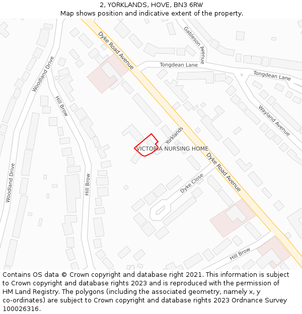 2, YORKLANDS, HOVE, BN3 6RW: Location map and indicative extent of plot
