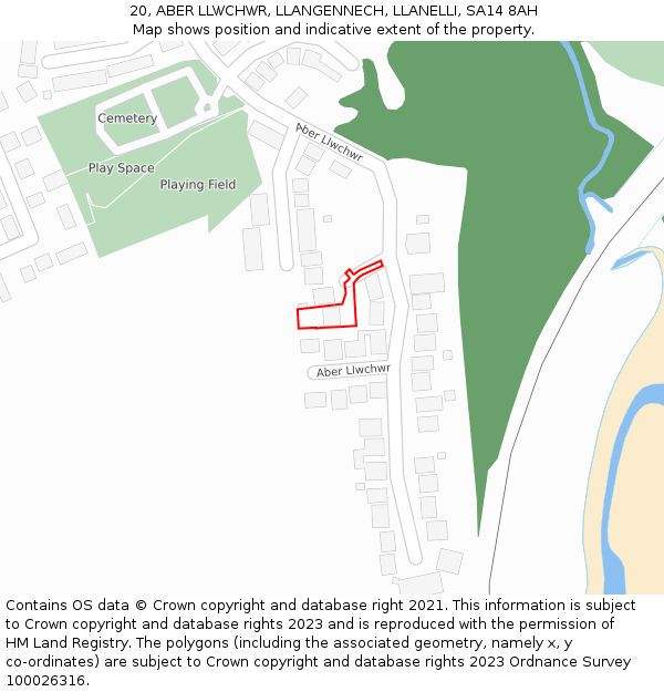 20, ABER LLWCHWR, LLANGENNECH, LLANELLI, SA14 8AH: Location map and indicative extent of plot