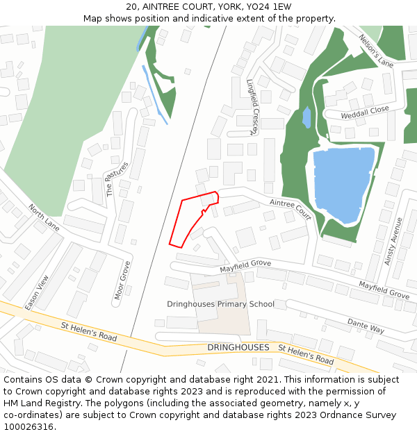20, AINTREE COURT, YORK, YO24 1EW: Location map and indicative extent of plot