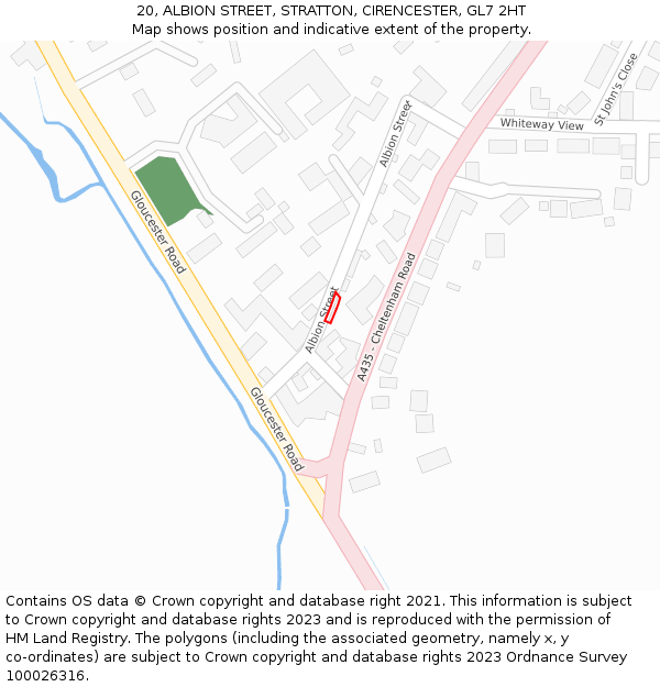 20, ALBION STREET, STRATTON, CIRENCESTER, GL7 2HT: Location map and indicative extent of plot