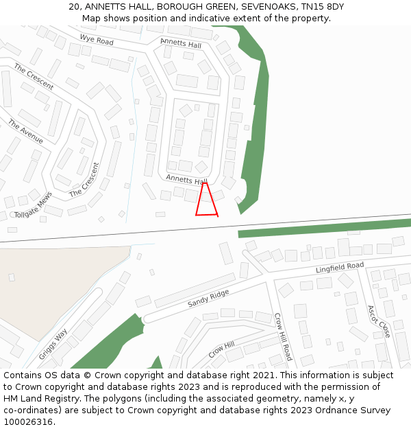 20, ANNETTS HALL, BOROUGH GREEN, SEVENOAKS, TN15 8DY: Location map and indicative extent of plot