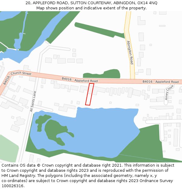 20, APPLEFORD ROAD, SUTTON COURTENAY, ABINGDON, OX14 4NQ: Location map and indicative extent of plot