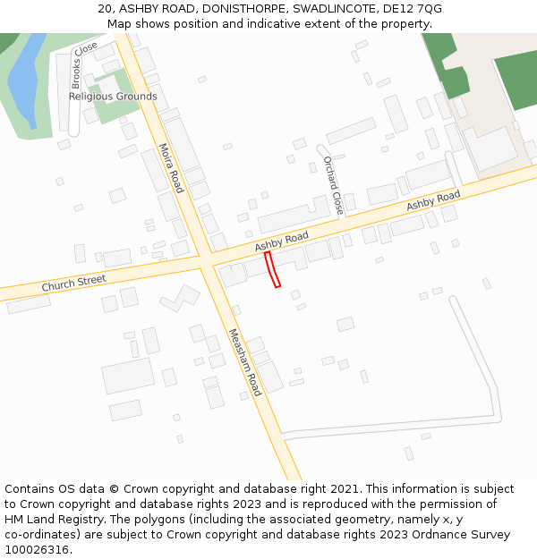 20, ASHBY ROAD, DONISTHORPE, SWADLINCOTE, DE12 7QG: Location map and indicative extent of plot