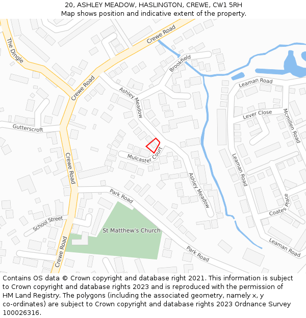 20, ASHLEY MEADOW, HASLINGTON, CREWE, CW1 5RH: Location map and indicative extent of plot