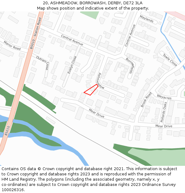 20, ASHMEADOW, BORROWASH, DERBY, DE72 3LA: Location map and indicative extent of plot