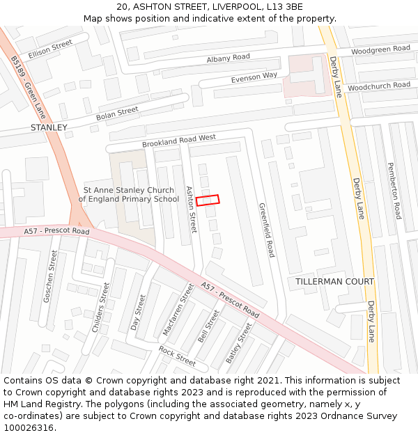 20, ASHTON STREET, LIVERPOOL, L13 3BE: Location map and indicative extent of plot