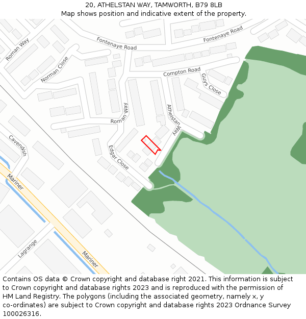 20, ATHELSTAN WAY, TAMWORTH, B79 8LB: Location map and indicative extent of plot