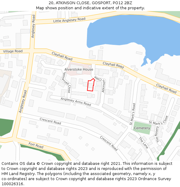 20, ATKINSON CLOSE, GOSPORT, PO12 2BZ: Location map and indicative extent of plot