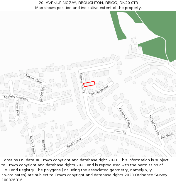 20, AVENUE NOZAY, BROUGHTON, BRIGG, DN20 0TR: Location map and indicative extent of plot