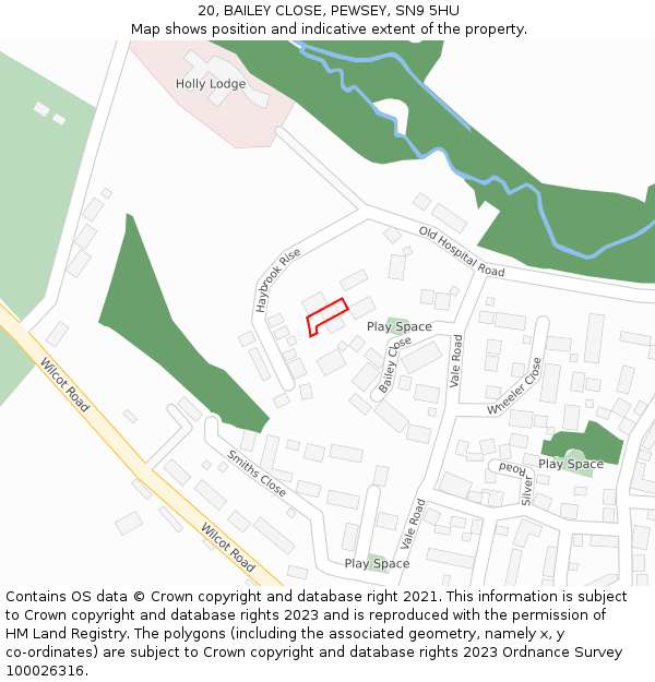 20, BAILEY CLOSE, PEWSEY, SN9 5HU: Location map and indicative extent of plot