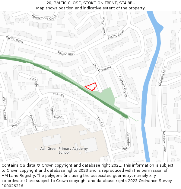 20, BALTIC CLOSE, STOKE-ON-TRENT, ST4 8RU: Location map and indicative extent of plot