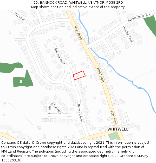 20, BANNOCK ROAD, WHITWELL, VENTNOR, PO38 2RD: Location map and indicative extent of plot