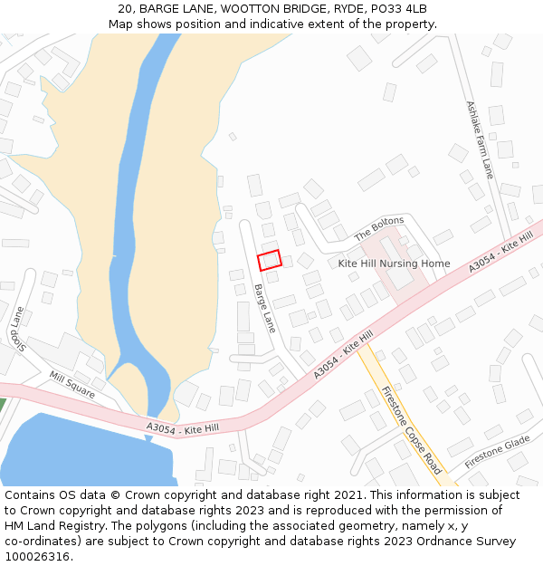 20, BARGE LANE, WOOTTON BRIDGE, RYDE, PO33 4LB: Location map and indicative extent of plot