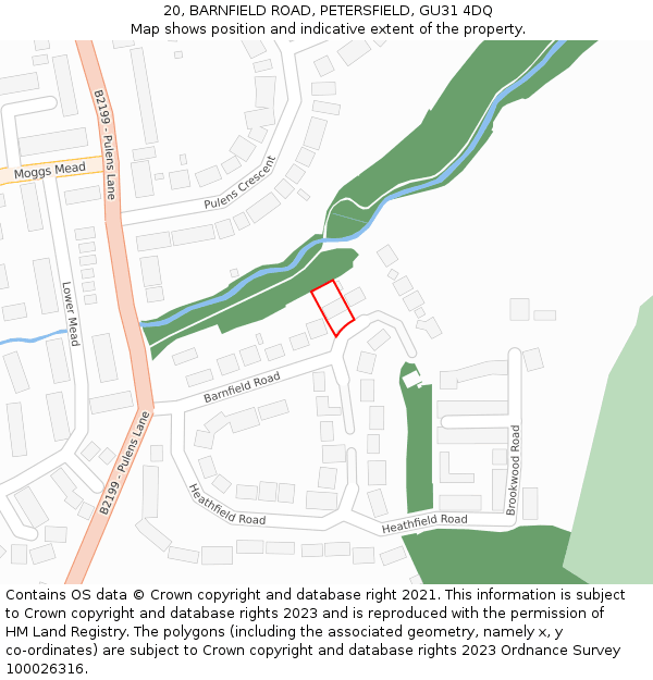 20, BARNFIELD ROAD, PETERSFIELD, GU31 4DQ: Location map and indicative extent of plot