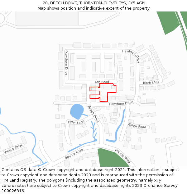 20, BEECH DRIVE, THORNTON-CLEVELEYS, FY5 4GN: Location map and indicative extent of plot