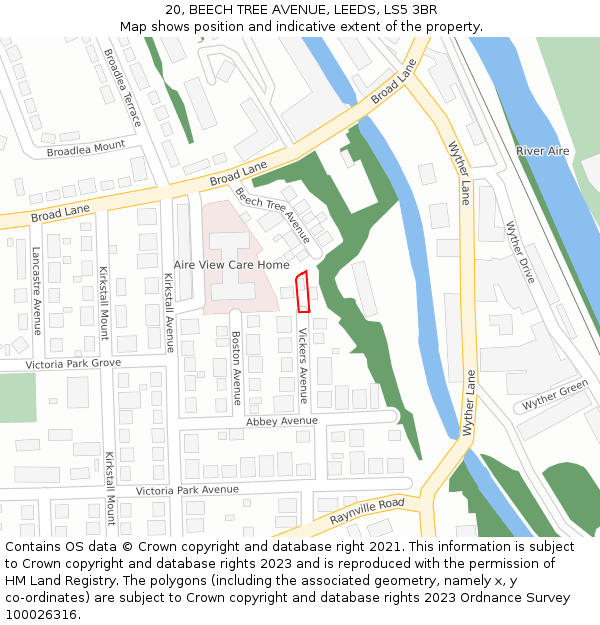 20, BEECH TREE AVENUE, LEEDS, LS5 3BR: Location map and indicative extent of plot