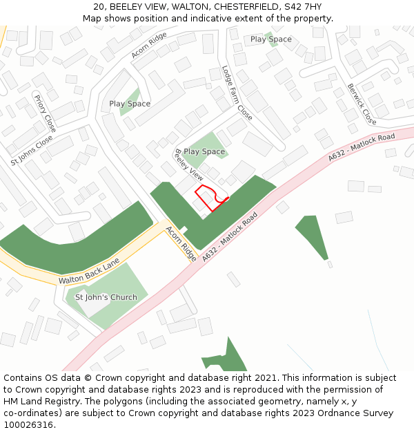 20, BEELEY VIEW, WALTON, CHESTERFIELD, S42 7HY: Location map and indicative extent of plot