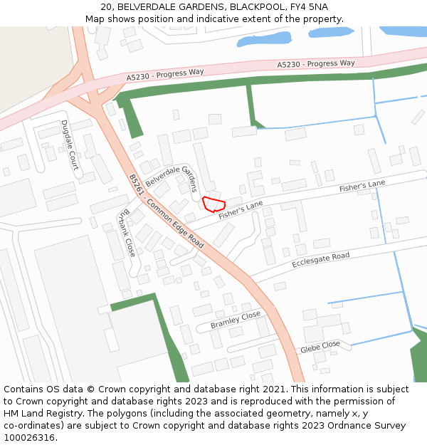 20, BELVERDALE GARDENS, BLACKPOOL, FY4 5NA: Location map and indicative extent of plot