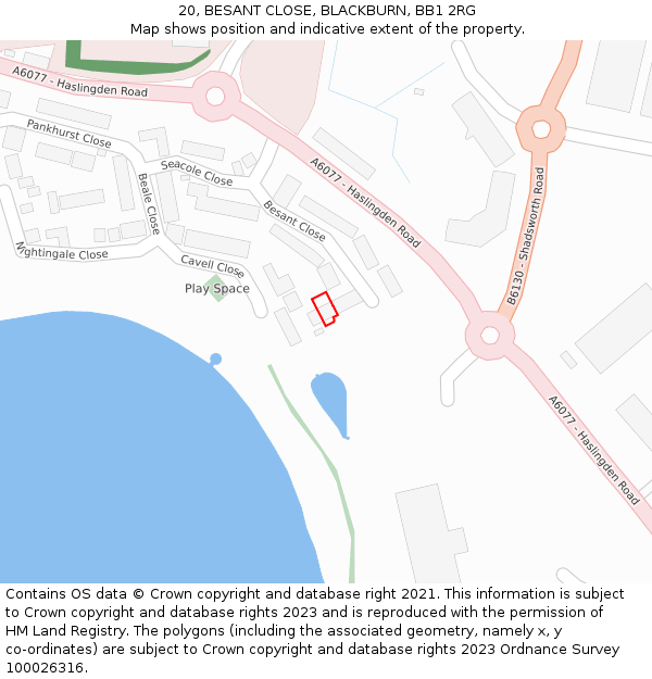 20, BESANT CLOSE, BLACKBURN, BB1 2RG: Location map and indicative extent of plot