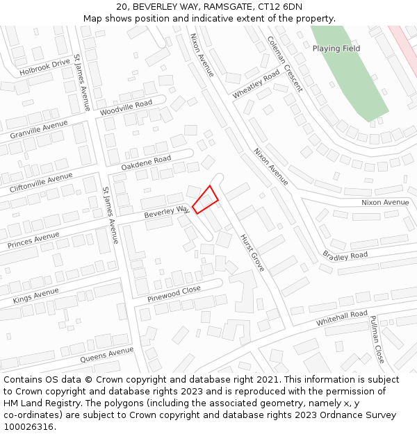 20, BEVERLEY WAY, RAMSGATE, CT12 6DN: Location map and indicative extent of plot