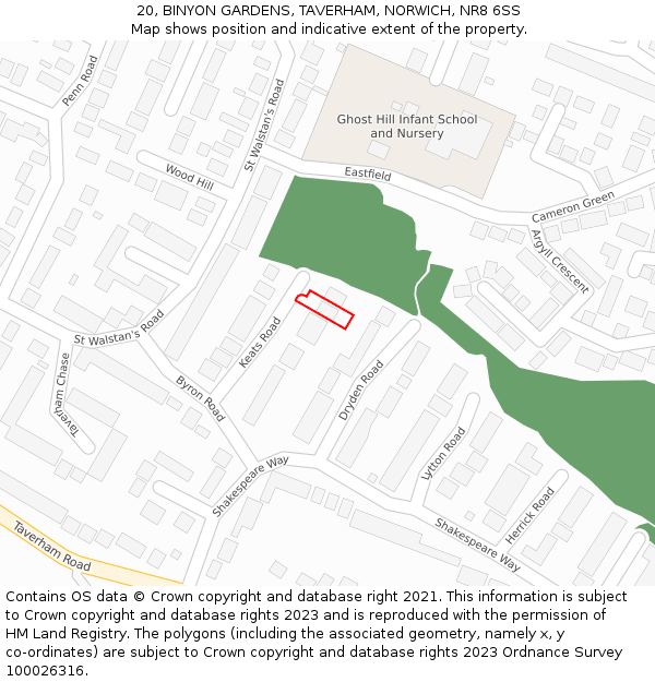 20, BINYON GARDENS, TAVERHAM, NORWICH, NR8 6SS: Location map and indicative extent of plot