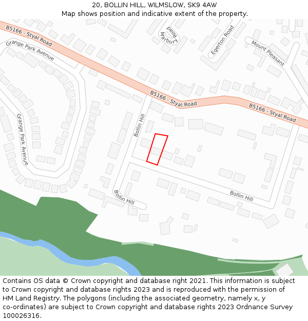 20, BOLLIN HILL, WILMSLOW, SK9 4AW: Location map and indicative extent of plot