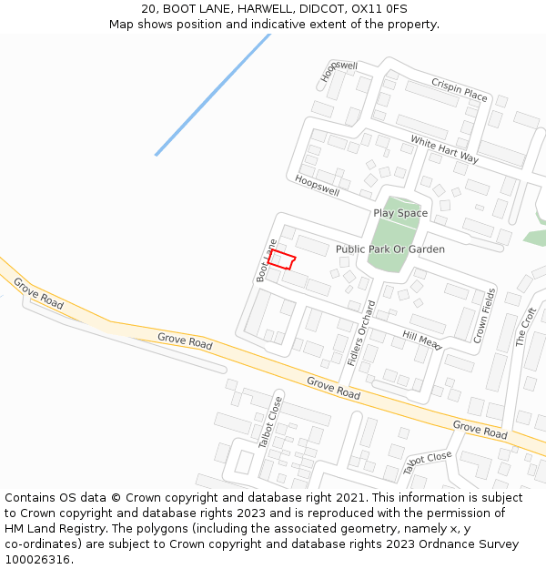 20, BOOT LANE, HARWELL, DIDCOT, OX11 0FS: Location map and indicative extent of plot