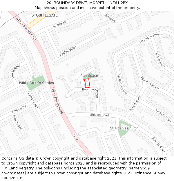 20, BOUNDARY DRIVE, MORPETH, NE61 2RX: Location map and indicative extent of plot