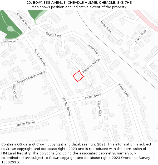 20, BOWNESS AVENUE, CHEADLE HULME, CHEADLE, SK8 7HS: Location map and indicative extent of plot