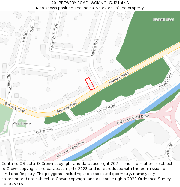 20, BREWERY ROAD, WOKING, GU21 4NA: Location map and indicative extent of plot