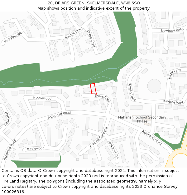 20, BRIARS GREEN, SKELMERSDALE, WN8 6SQ: Location map and indicative extent of plot