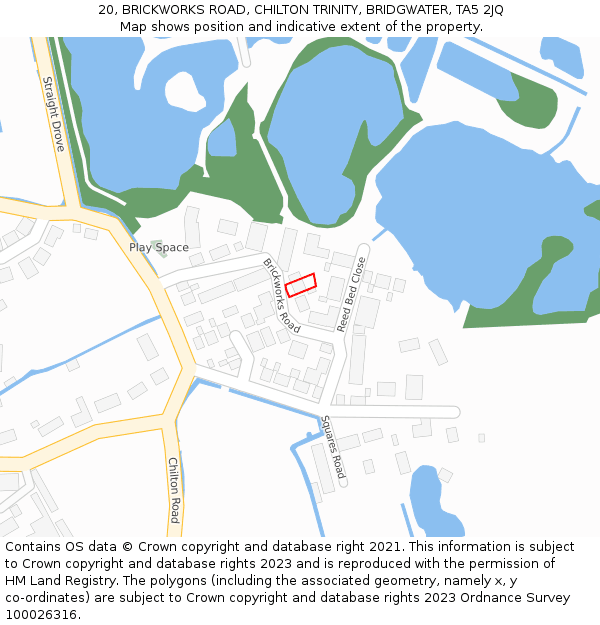 20, BRICKWORKS ROAD, CHILTON TRINITY, BRIDGWATER, TA5 2JQ: Location map and indicative extent of plot