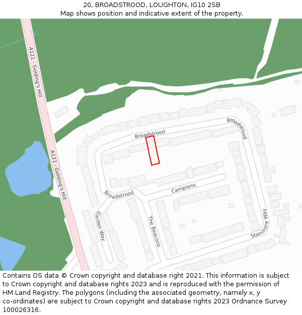 20, BROADSTROOD, LOUGHTON, IG10 2SB: Location map and indicative extent of plot