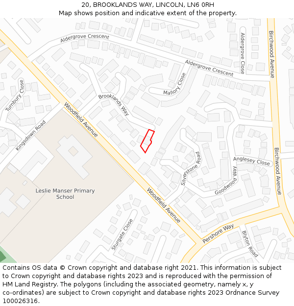 20, BROOKLANDS WAY, LINCOLN, LN6 0RH: Location map and indicative extent of plot