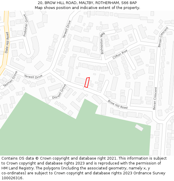 20, BROW HILL ROAD, MALTBY, ROTHERHAM, S66 8AP: Location map and indicative extent of plot