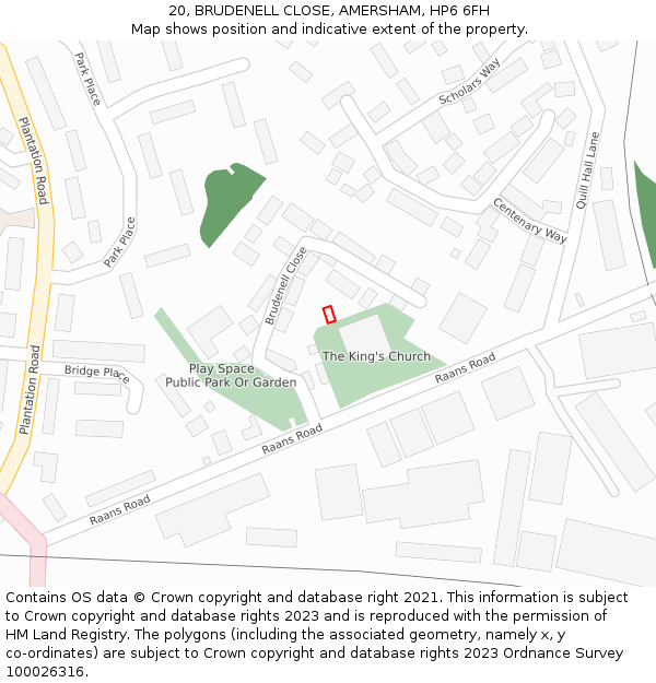 20, BRUDENELL CLOSE, AMERSHAM, HP6 6FH: Location map and indicative extent of plot