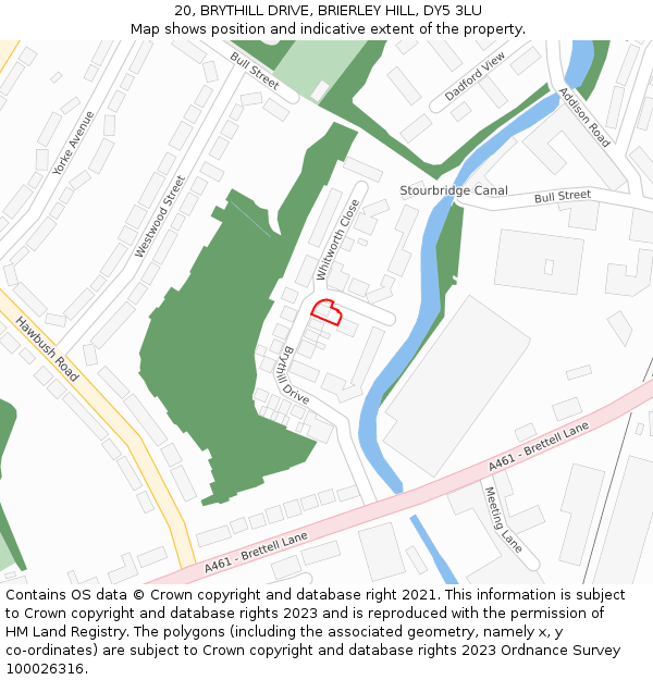 20, BRYTHILL DRIVE, BRIERLEY HILL, DY5 3LU: Location map and indicative extent of plot