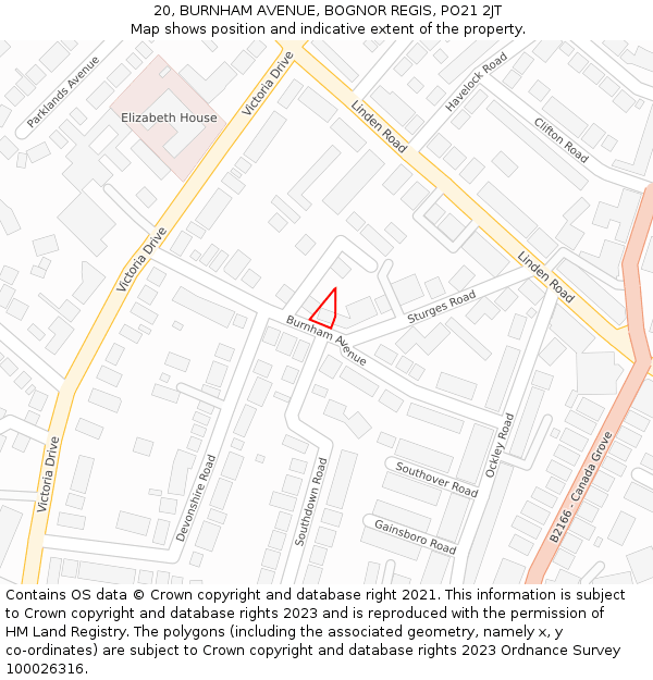 20, BURNHAM AVENUE, BOGNOR REGIS, PO21 2JT: Location map and indicative extent of plot