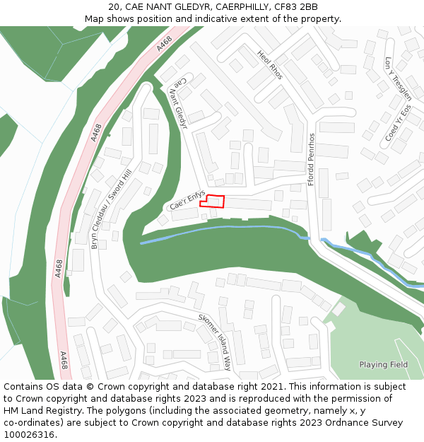 20, CAE NANT GLEDYR, CAERPHILLY, CF83 2BB: Location map and indicative extent of plot