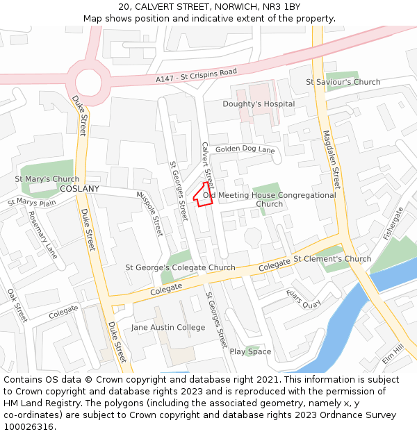 20, CALVERT STREET, NORWICH, NR3 1BY: Location map and indicative extent of plot