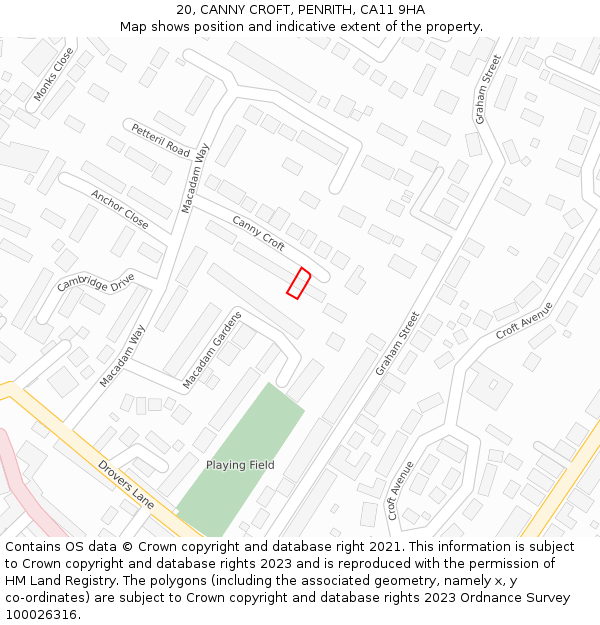 20, CANNY CROFT, PENRITH, CA11 9HA: Location map and indicative extent of plot