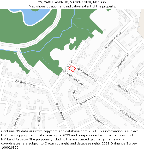 20, CARILL AVENUE, MANCHESTER, M40 9PX: Location map and indicative extent of plot